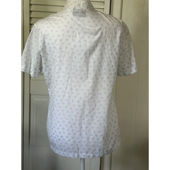 Vintage Rrrruss Blue White Floral Button Up Top Cottagecore Grannycore READ - Picture 4 of 13